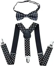 [Raylarnia] Kids Suspenders Bowtie Set,Adjustable Suspender with Bow Tie for Boys and Girls