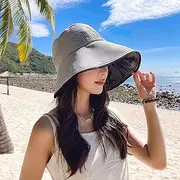[Ling88] Women Foldable Sun Hat Quick Dry Black Glue Protection Empty Top Hat Hat Simple Beach Hat Visor Hats Women Large Brim Summer Uv Protection Beach Cap Wide Brim Sun Hats,Light Blue