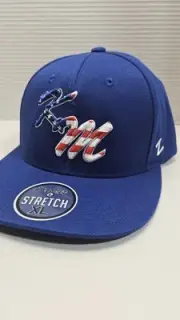 Kasson Mantorville Baseball Cap KM Blue American Flag XL Fitted Zephyr Stretch
