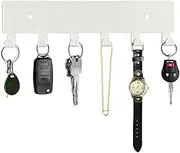 GTK Key Holder for Wall, Key Hooks with 6 Hooks, Wall Mounted Key Holder for Hallway, Self Adhesive Key Rack(White)