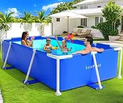 Above Ground Pool, 2025 Upgraded Frame Deep Swimming Pools, Rectangle Family Pools, Large Above Ground Pool Easy Set, 7.5ft x 50in x 25in Outdoor Pools, Backyard Pool for Kids, Adults