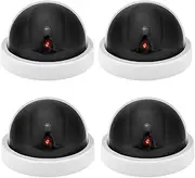 Alfaview Dummy Fake Security CCTV Dome Camera Realistic Look Flashing Red LED Light with Warning Security Alert Sticker Decals Indoor and Outdoor Use, for Homes & Business (Dome-4 Pack)