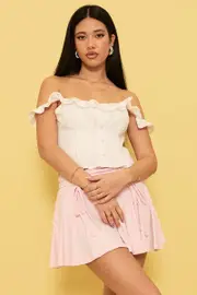 White Ruffle Top Sleeveless - Size 14L, Women's Top