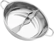 PRETYZOOM Divided Hot Pot Pan Stainless Steel Cooking Pot with Divider for Induction Cookers Lightweight Design for Easy Use Sturdy Hot Pot for Household Meals