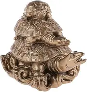 lachineuse - Figure 3 Feng Shui Turtles - Decorative Turtles - Symbol of Longevity, Wealth, Prosperity - Protection for Home and Family - 11 x 8 x 7 cm - Asian Decoration - Colour Gold