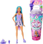 Barbie Pop Reveal Doll & Accessories, Grape Fizz Scent with Purple Hair, 8 Surprises Include Slime, Color Change & Puppy