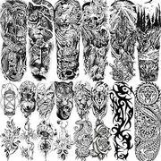 VANTATY 20 Sheets Extra Large Full Arm Temporary Tattoos For Men Adults, Tiger Snake Leopard Lion King Temporary Tattoos Sleeve For Women, Temp Waterproof Fake Tattoo Stickers For Kids Warrior Tatoos