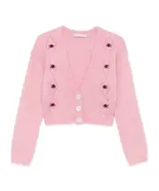 rose-embroidered button cardigan IT40,IT42,IT38 pink