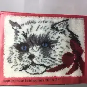 Vintage 1979 Sew Simple Latch Hook Kit Black and White Cat Fluffy P202