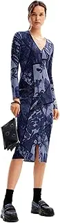 [Desigual] Women's V-Neck Long Sleeve Cardigan with Geometric and Floral Print