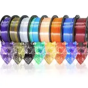 8 Spools Dual Color Silk PLA 3D Printer Filament Bundle, Silk White/Black,