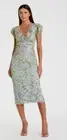 Mac DuggalBlue Floral Embellished Flutter Cap Sleeve Dress 5722 Sz 14 Blue NWT