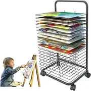 Art Drying Rack for Classroom,20 Shelves,Single Sided Studio Training Rack,Suitable for Home and Art School Oil Painting Drying Rack