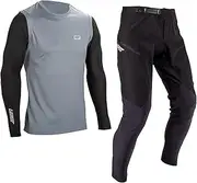 [Leatt] Unisex Adult Jersey + Pant Combo Set (Jersey + Trousers) MTB Ride Kit 1.0-XXL Titanium, Black/Grey, #XXL/US38/EU56