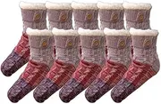 [Jaksairos] 5/10 Packs Fuzzy Slipper Socks For Women Winter Thickened Socks Coral Fleece Floor Snow Socks Thermal Sleep Socks