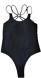 [Generic] Women Ruched High Cut One Piece Swimsuit Plunge Neck Cross Back Tummy Control Bikini Solid Color Bathing Suits Swimwear