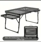 Adjustable Height Folding BarbecueTable With Two Wing Boards, Camping Table