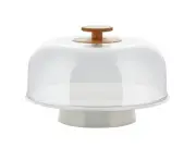 Mattina BG06 G - Design Porcelain Cake Stand with PMMA Lid and Bamboo Knob, Grey