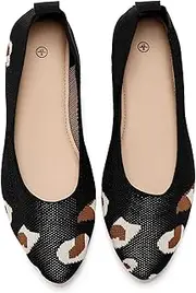 [Shupua] Women's Flats Shoes Pointed Toe Flats Comfortable Slip on Shoes Flat Dress Shoes Black Ballet Flats for Women, Leopard, 11