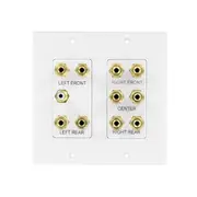 5.1 Speaker Cable Wall Plate 2-Gang for 5 Surround Sound Speakers & Subwoofer