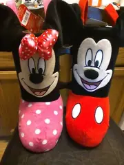 Disney Mickey & Minnie Mouse Plush Christmas Standing Boot Stocking 13" Tall NEW