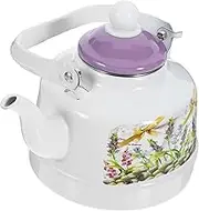 PEPLAYTAL Enamel Stovetop Kettle Retro Tea Kettle with Comfortable Handle Easy to Clean Boiling Pot for Home Kitchen Decor Lightweight and Design