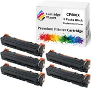 5 Pack Black Compatible Toner Cartridge Replacement for HP 202X CF500X (3,200 Pages) for HP Color Laserjet Pro M254dw Pro M254nw M280nw M281fdn M281fdw