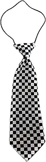 [Tie Store Australia] Kids Boys Black & White Patterned Elastic Neck Tie - Mini Checkers Black and White