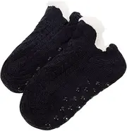 [JEWEDECO] 1pair Fuzzy Socks Warm Cozy Fleece-lined Slipper Socks for Women Non- Grip Design for Indoor Use for Cold
