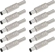 10pcs Metal 5.5x2.1mm DC Power Male Plug Hollow Socket Male Connector Adapter for Media Player Note Book MP3 Player Silver