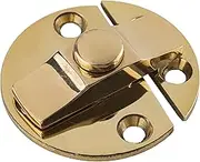 Cast Brass Turn Button Door Latch w/Back-Plates | Base Diameter: 1-1/2" | Latch for Cabinet, Cupboard Doors, Drop-Leaf Tables & Windows | Antique Furniture Hardware | UA-127-DLPB