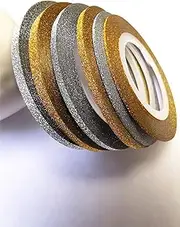 Valuu 6 Rolls Glitter Gold Silver Nail Art Stripping Tape Line Shiny Matte Nail Art Decoration Strips 1mm 2mm 3mm Adhesive Decals Strips DIY Nail Tip