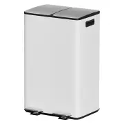 Cefito Pedal Bins Rubbish Bin Dual Compartment Waste Recycle Dustbins 60L White