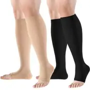 Open Toe Compression Socks Women Men Knee High Graduated Compression Stockings