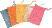 BELLIFFY 5pcs Cotton Linen Soap Storage Bag Portable Soap Foaming Pouch for Travel