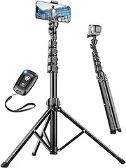Nineigh Phone Tripod, 71'' Tripod for iPhone, Portable Smartphone Tripod with Remote and Phone Holder, Extendable Selfie Stick Tripod Stand for Filming, Compatible with Samsung Huawei Small Camera