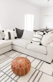 Round Boho Moroccan New Claasic Leather Footstool Handcrafted Pouffe