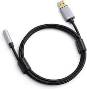 Long USB to Audio Jack Adapter Cable 4ft /120cm LZYCO External Stereo Sound Card USB to Headphone Audio Jack Adapter with One 3.5mm Aux TRRS Jack, Do Not Work for TV or Car (Grey)
