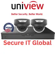 UNV 2x4MP IP Dome Cameras 8Ch 8MP PoE NVR NDAA Uniview Network Security Bundle