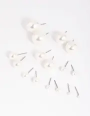Silver Pearl Stud 8-Pack