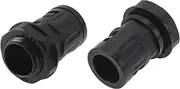 X AUTOHAUX M18x1.5 Cable Glands 13mm / 0.51" Bellows Quick Connector Straight PA6 Nylon Black 2 Pcs