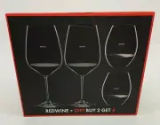 Riedel 4 Pc. Set Red Wine 2 Cabernet Merlot Glasses & 2 Big O Syrah Tumblers NIB