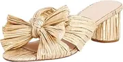 [MICIFA] Women's Bow Heeled Sandals Slip On Open Toe Block Chunky Heel Sandals Bride Wedding Dress Shoes