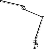 ROZKY Drafting Table Lamp,Metal Architect LED Desk Lamp, Swing Arm Task Lamp with Clamp,Eye-Care Dimmable Office Light with 5 Color 5 Brightness,Touch Control,Memory Function,12W,Black
