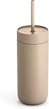 Fellow 16 oz Carter Cold Travel Mug for Water, Iced Tea, Coffee, Smoothies, Iced Coffee & more - Stainless Steel Vacuum-Insulated Iced Coffee tumbler with Spill Resistant lid and straw - Sand Dune