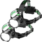 2PCS Bright LED Headlamp 1000LM Induction Function, 7 Modes Long Lasting Battery Life Head Lamp, IP67 Waterproof Zoom LED Headlamp, 90° Adjustable for Outdoor Indoor Camping Running Hunting Car Repair