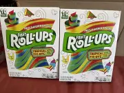 Fruit Roll-Ups (2 Boxes) Fruit Flavored Tropical Tie-Die 0.5oz 10ct Ea Exp 3/26