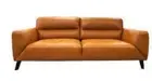 LOUANNE 3-SEATER REAL LEATHER SOFA SETTEE COUCH TANGERINE HALF YEARLY CLEARANCE!