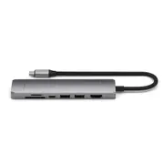 Satechi 7-In-1 Fast-Charging USB-C Slim Multiport Adapter - Space Grey 100W