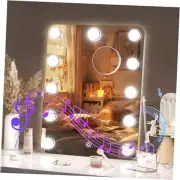 LED Makeup Mirror with Bluetooth Speaker Hollywood Vanity Mirror 11" x 14"